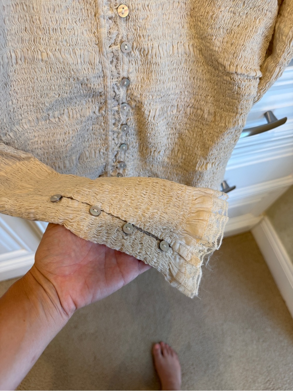 Free People Cream Knit Button-Front Cardigan - Picture 3 of 4